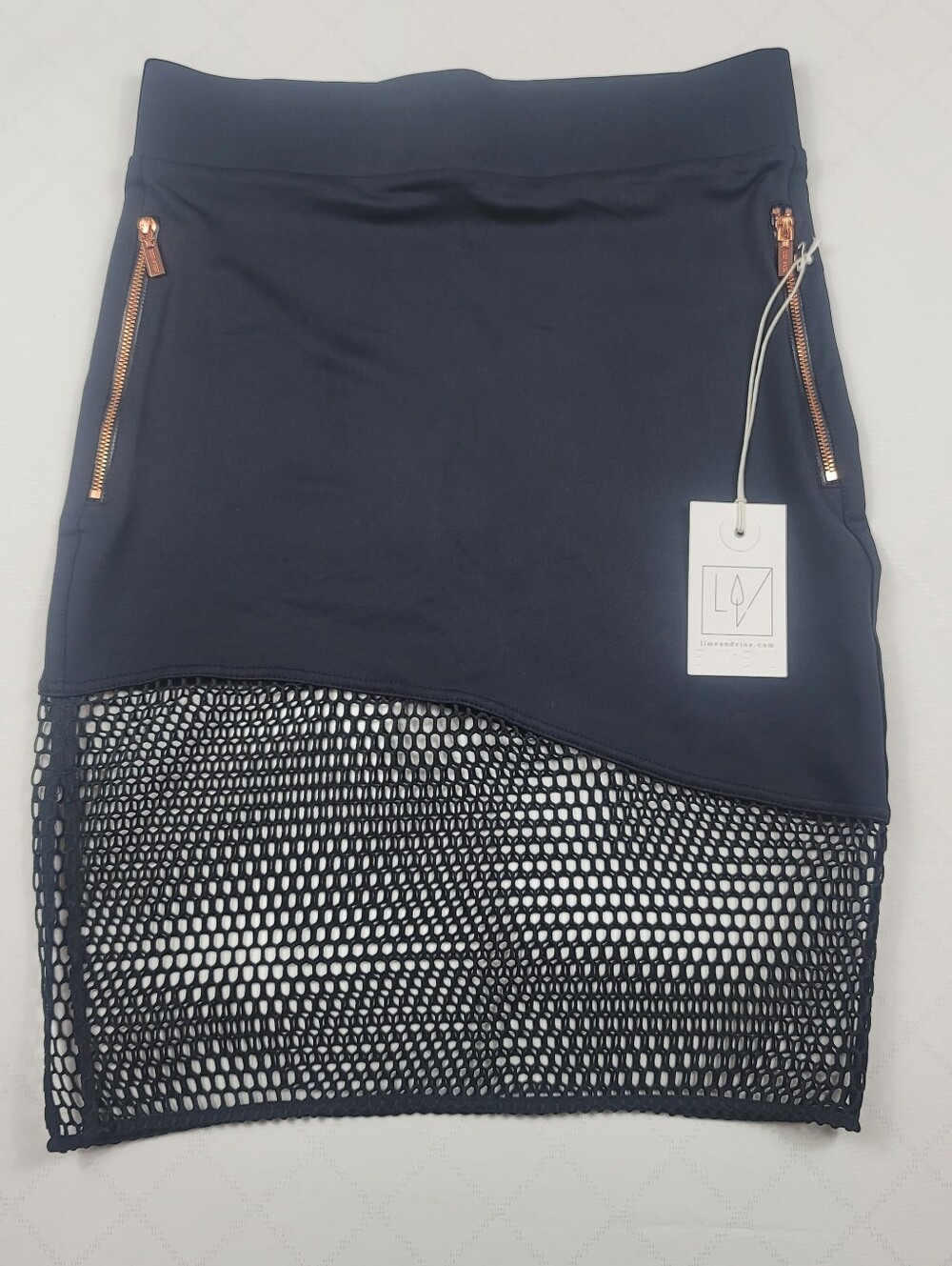 Lime & Vine Black Mini Mesh Skirt Bodycon Gothcore Cyberpunk Women's S NWT